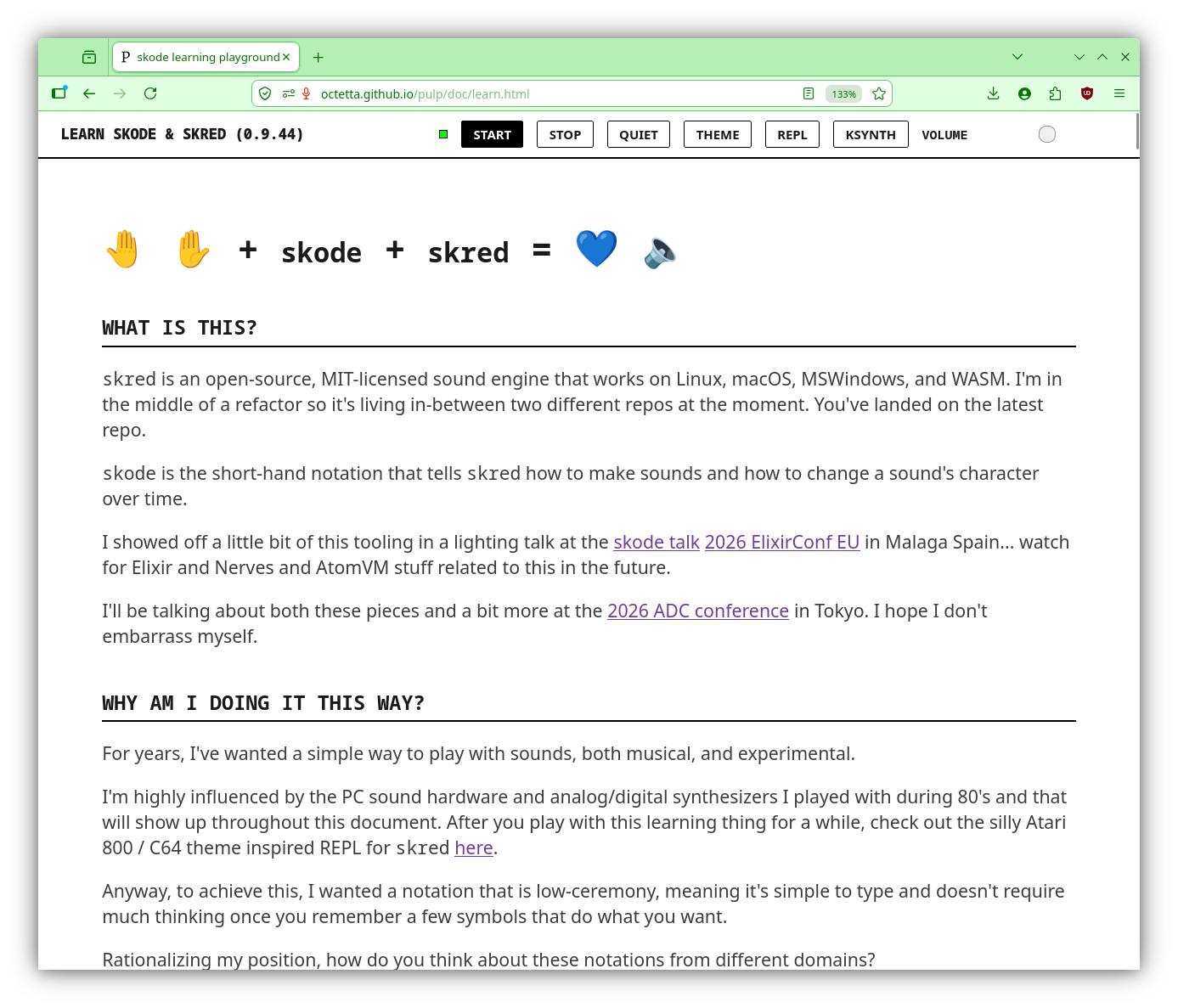 learn-skred page using browser skred