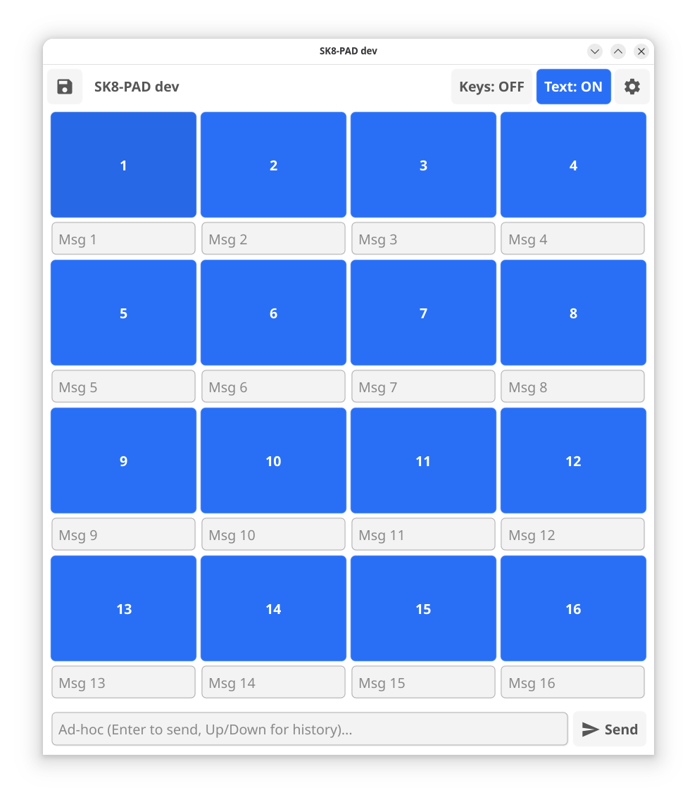 Drum pad application talking to skred
